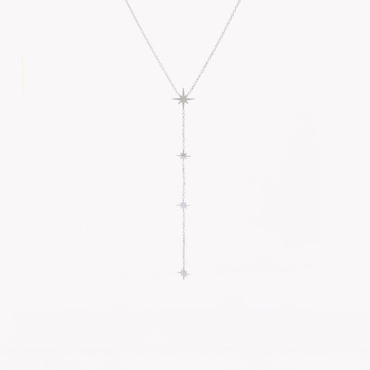 Collier en acier long étoiles