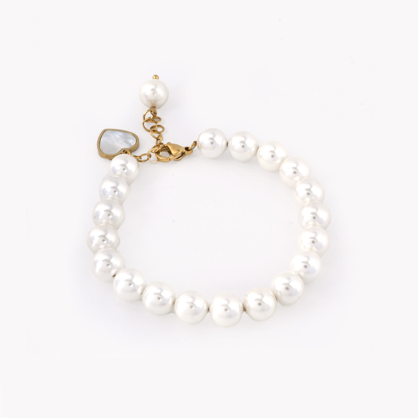 Bracelet acier coeur avec nacre