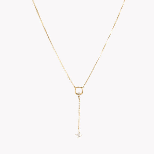 Collier long en acier avec diamant