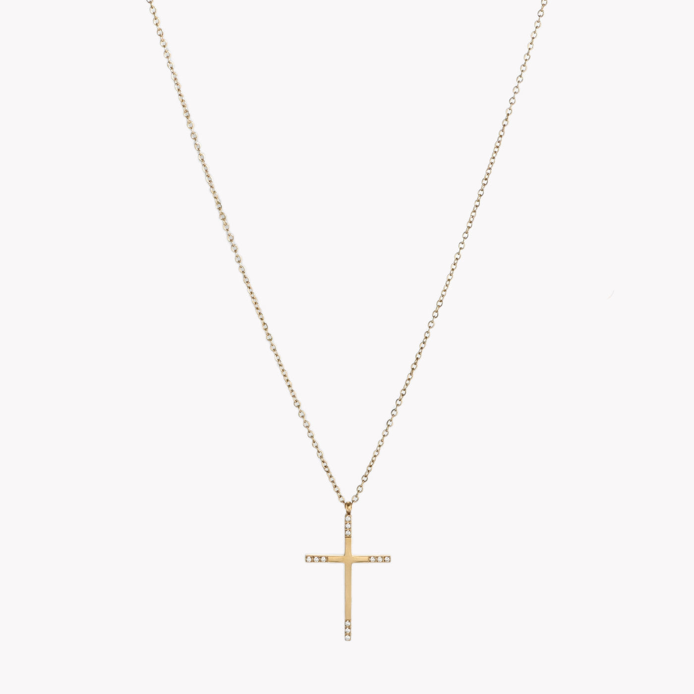 Collier en acier avec croix et zircons