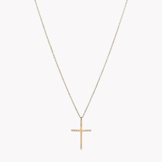 Collier en acier avec croix et zircons